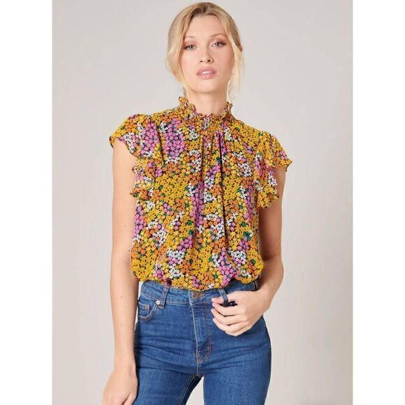 SugarLips Floral Mock Neck Top S - Picture 1 of 9